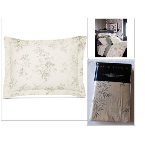 $115.0 Ralph Lauren Hoxton Collection, Ainslie Floral-Print King Sham Cream Grey